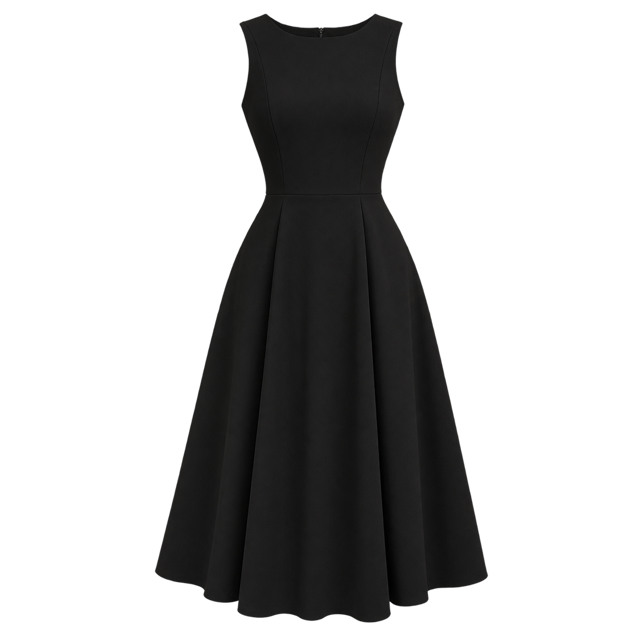 Black fit-and-flare midi dress